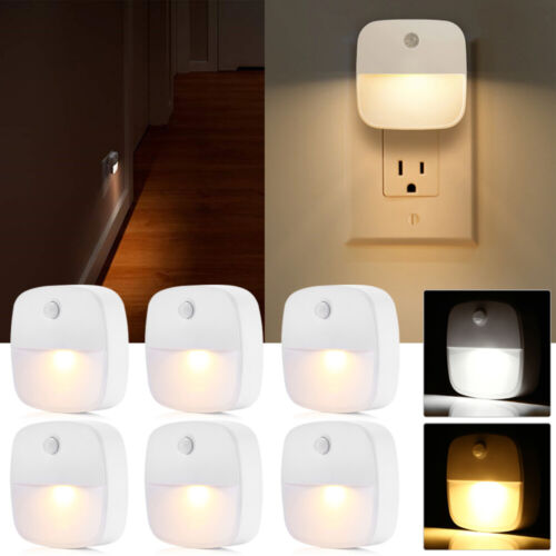 1-6PCS Auto Dusk Dawn Sensor Night Light LED Activated Bathroom Kitchen Hallway