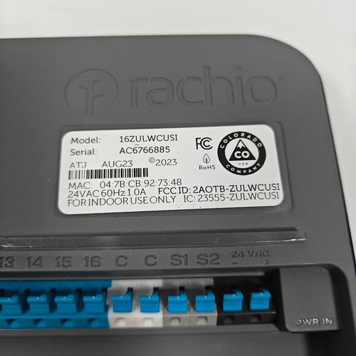 Controlador de rociador inteligente Wi-Fi Rachio 3 16 zonas aplicación de programación automática 16ZULWCUSI - Imagen 2 de 3