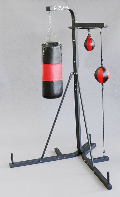 3 station punching bag stand