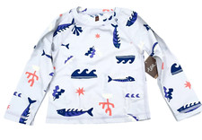 Tea Collection Printed Long Sleeve Rash Guard Baby Girls 2 Aquatic Play Fish