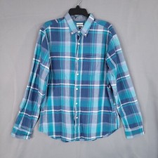 Old Navy Men's Slim Fit Button Down Shirt Long Sleeve Blue Plaid Size L