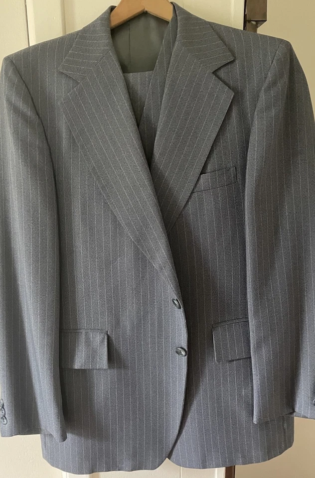 Traje vintage a rayas Warren Sewell 3 piezas para hombre 40 Foto 3 de 4