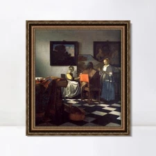 Framed Canvas Wall Art Giclee Print The Concert by Johannes Vermeer 28"x32"