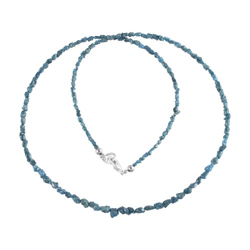 18" Strand Natural Blue Loose Diamond Beads Raw Rough Nuggets Chain Necklace - Picture 5 of 6