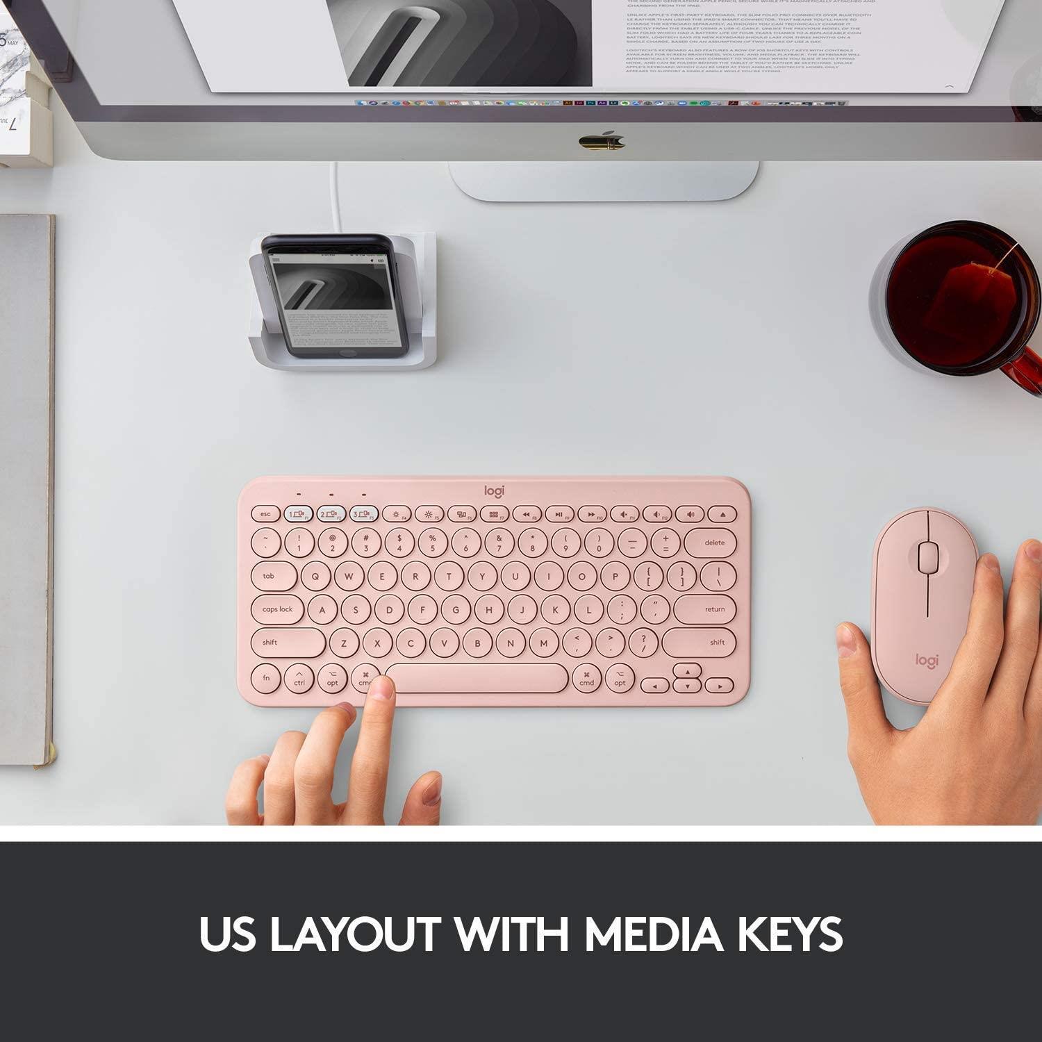 Logitech K380 Rose For Mac Bluetooth Multi Device Keyboard For Mac Ebay