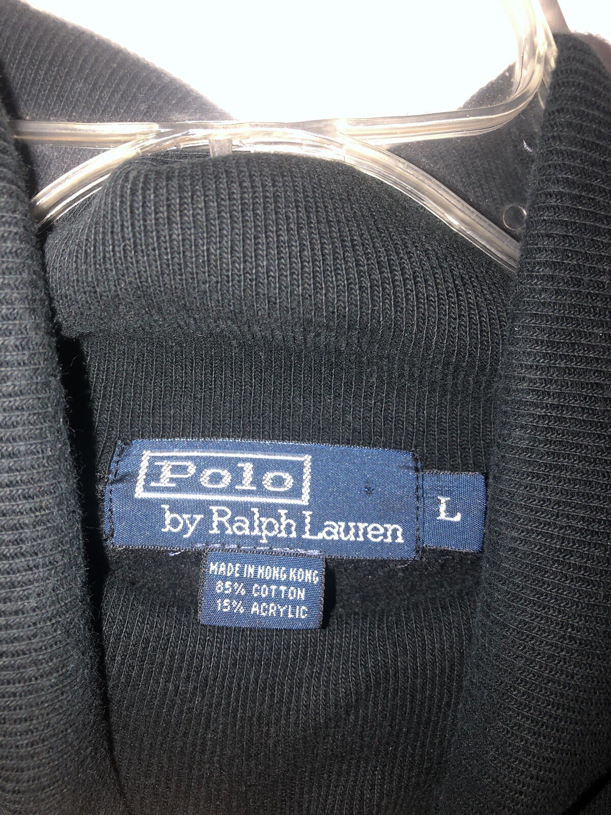 VINTAGE Polo Ralph Lauren Felpa Uomo Grande Nero Girocollo Rigato Pony RL