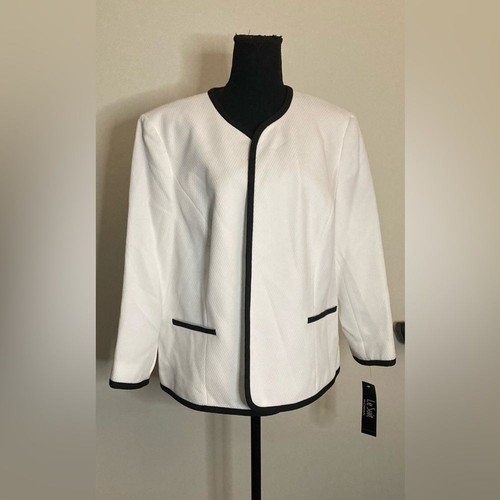Le Suit - Whit and black Lining blazer top size 18 - Picture 3 of 7