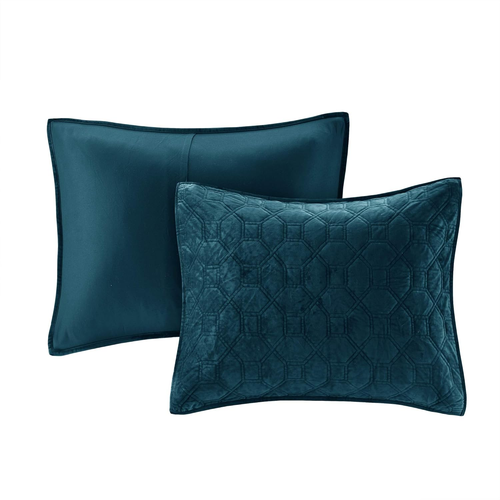 Harper Quilt Set Velvet Casual Geometric Stitching Design All Season, Lightweigh - Picture 8 of 12