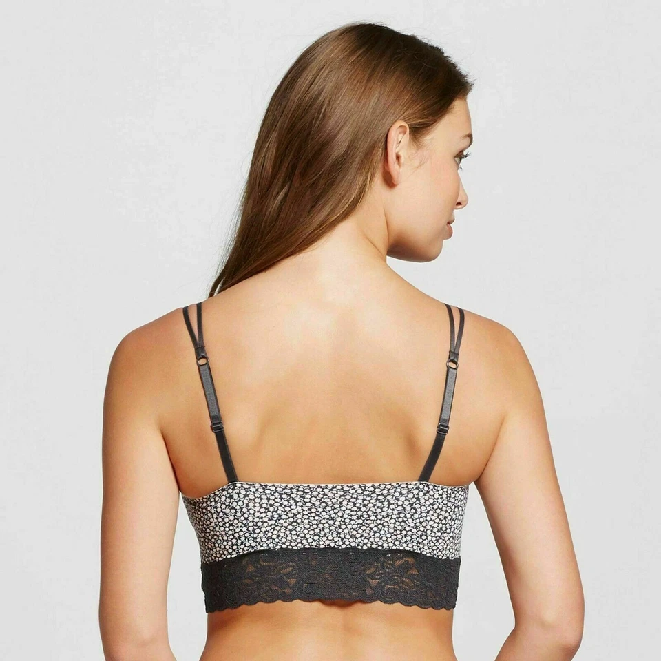 Bralette floral corte láser suave mantecoso para mujer - Hilaración - Talla XS gris Foto 2 de 4