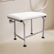 Padded Folding Steel Shower Seat 26''x14.6'' Wall Mounted Shower Bench 600 lbs