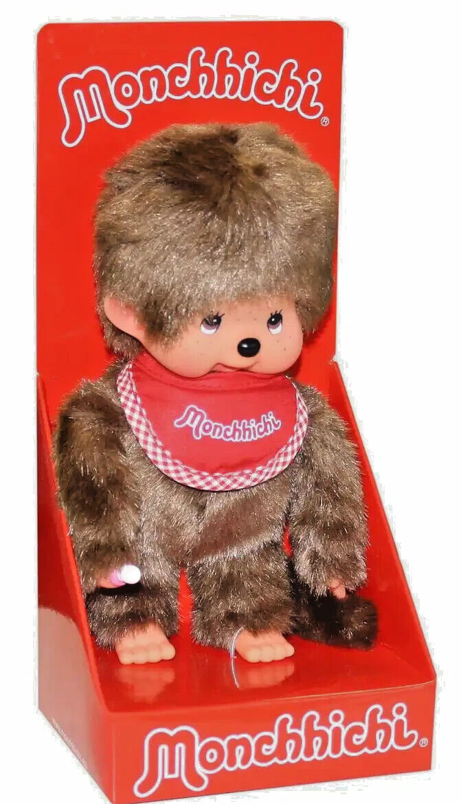 Thumbnail - Sekiguchi 255010 Monchhichi Plüschfigur Junge Mit Latz Rot/braun 20cm/
