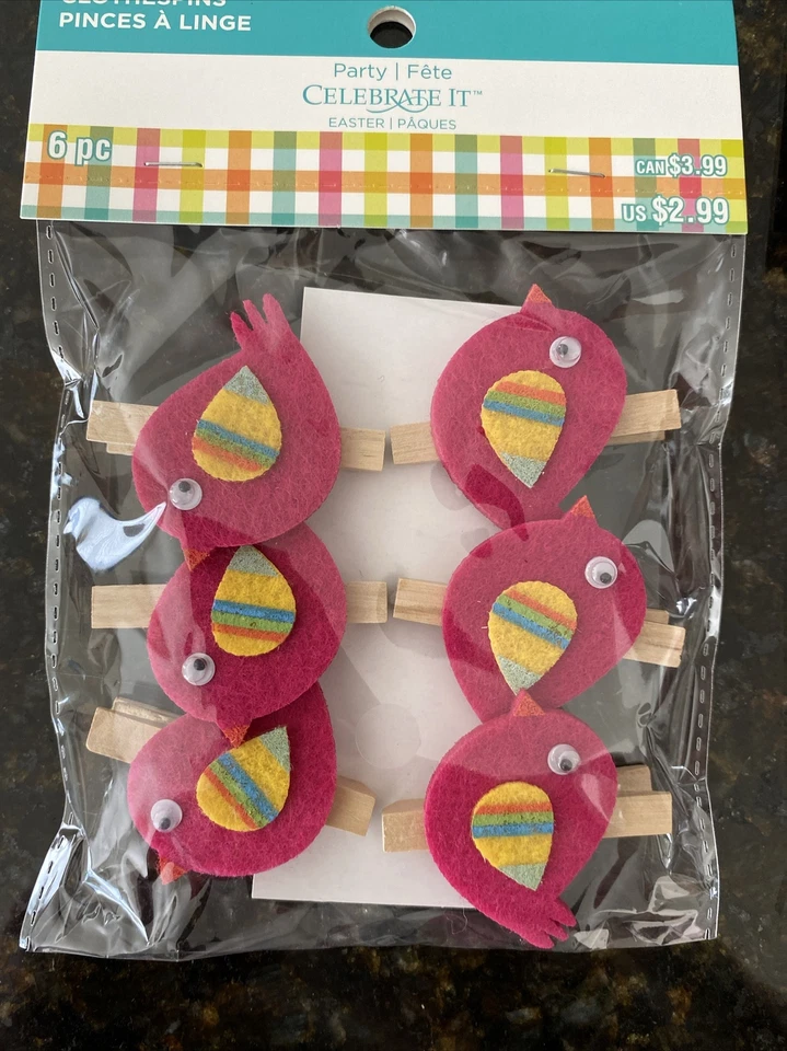 Set of 10 Spring Easter Felt Egg & Chicks Craft Classroom Photo Clothespins - Image 2 of 4
