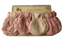 Scratch Mittens By Cribmates, Girl, 4 Pack, 0-6 Mos., Cotton, Brand New