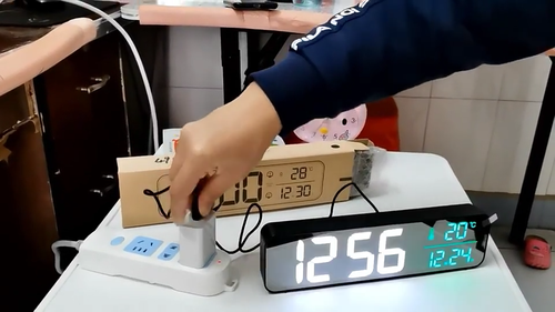 Digital Alarm Clock Large LED Mirror Display Temperature Date Bedside Wall Clock - Video 1 of 1
