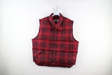 Vtg 90s LL Bean Mens Large Distressed Duck Down Fill Puffer Vest Jacket Plaid