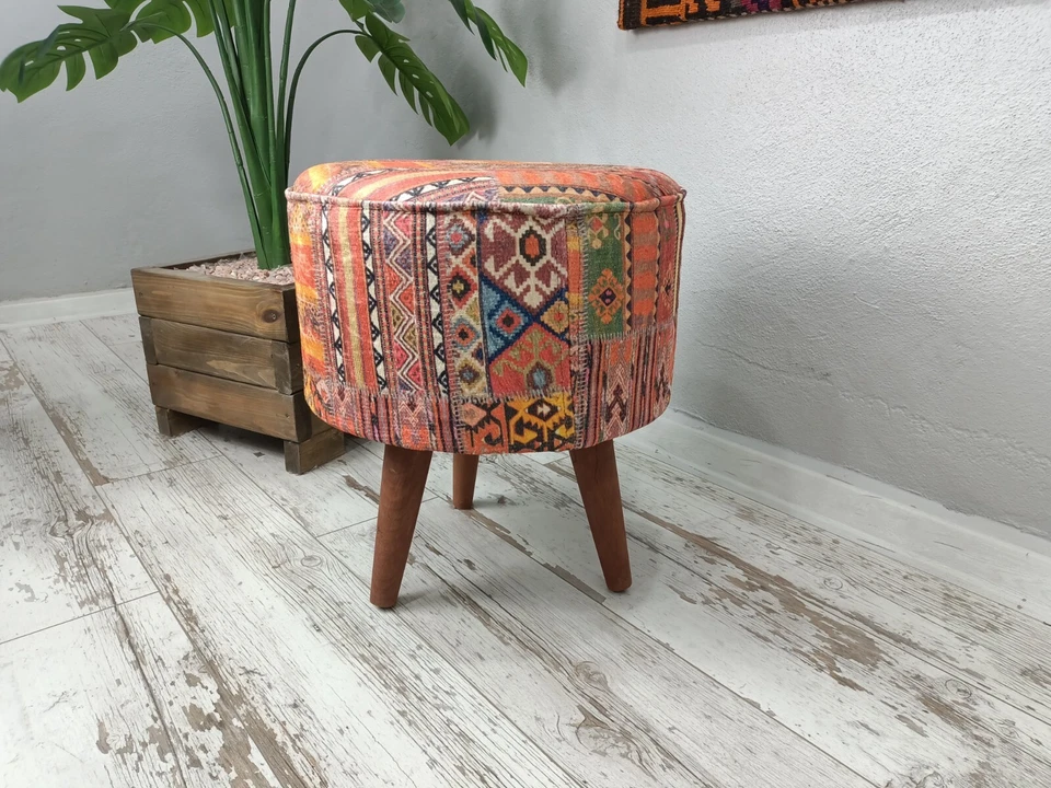 Ottoman Pouf 波希米亚长凳,梳妆椅,脚凳长凳,梳妆椅 — 第 2/4 张图片