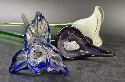 Drei mundgeblasene Kunstglasblumen 11"-15" - Bild 5 von 10