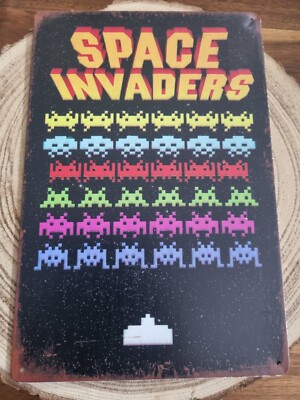   Blechschild Gaming Retro Space Invaders Design Tin Sign