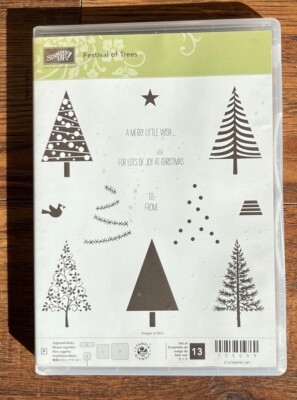 Stampin' Up! Festival of Trees Rubber Stamp Set Christmas Pine - 13 Pieces 13505