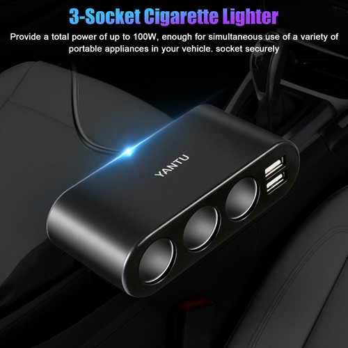 3 Way Car Cigarette Lighter Socket Splitter Dual USB Charger Power Adapter 12V - Picture 2 of 8