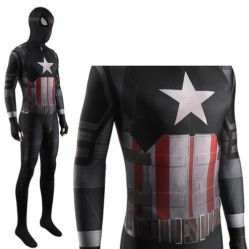 Costume Supereroe Capitan America Stealth Spiderman Tuta Cosplay Halloween - Foto 17 di 21