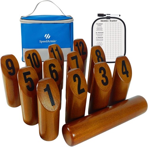Wooden Throwing Game, 12 Numbered Block Toss Games Set with Scoreboard & Carr...