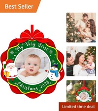 Charming 2025 Baby's First Christmas Picture Frame Ornament with Santa Design