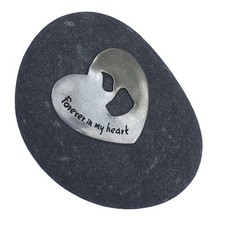 Forever in My Heart Sympathy River Stone, Candle Motif, Memorial Garden