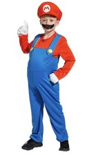 Super Mario Bros Costume Kids Hat Gloves Mustache Halloween