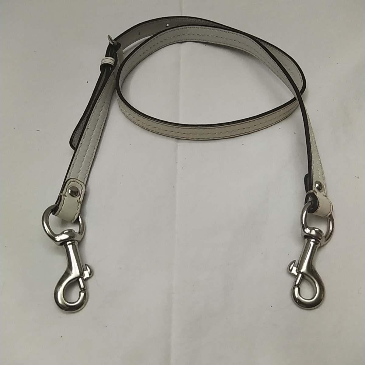 White Leather Replacement Strap W/ Silvertone Spr… - image 1