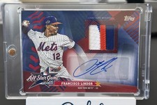 2025 Topps Update Francisco Lindor All-Star Stitches Patch Auto 3 color /5 Mets