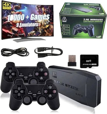 4K Game Stick Lite Console w/ 2 Wireless Controllers 2.4G HDMI Retro