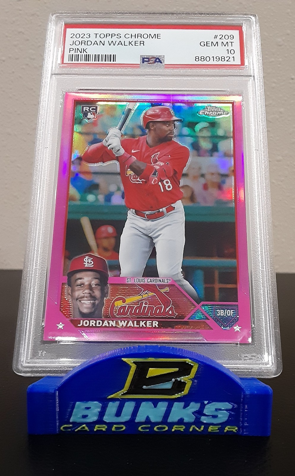 JORDAN WALKER 2023 Topps Chrome Pink Refractor RC PSA 10! Card #209 CARDINALS
