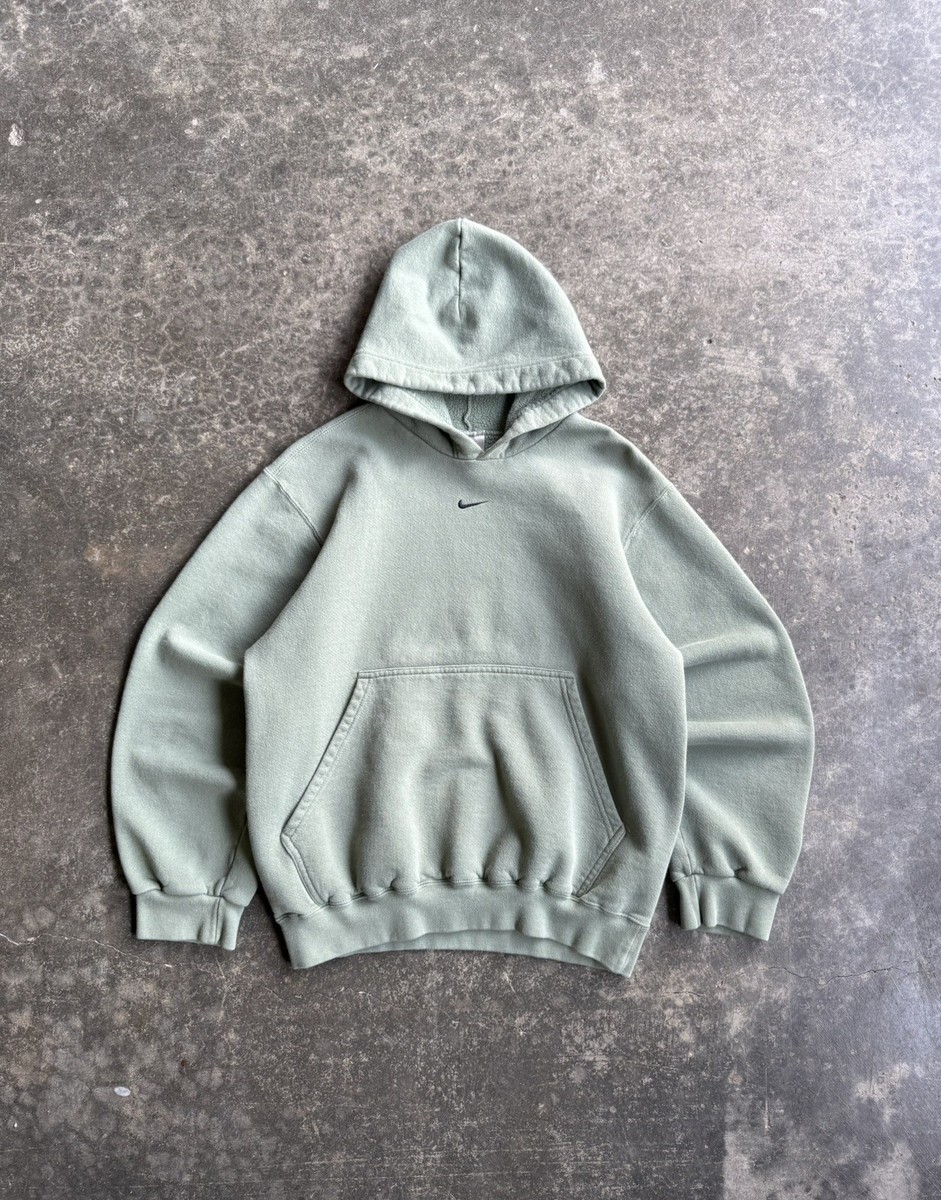 Nike men's green Center Swoosh vintage 00's y2k hoodie streetwear
