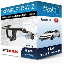 Für Fiat Tipo Fließheck 16- AUTO HAK Anhängerkupplung starr + 13polig E-Satz AHK