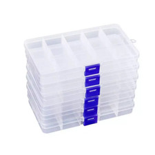 6 P Clear Jewelry Box Plastic Bead Storage Craft Container Earrings Organizer /