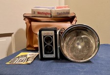 VTG Kodak Duaflex II Flash Camera Outfit W/Manual, 11 Bulbs  Case