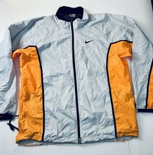 Vintage 90s Nike Silver  Orange Lightweight Windbreaker Jacket Mens Sz Large