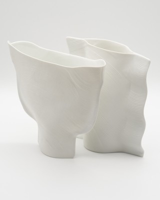 Johan van Loon for Rosenthal Studio-Linie Matte White Paper Porcelain Vase Duo