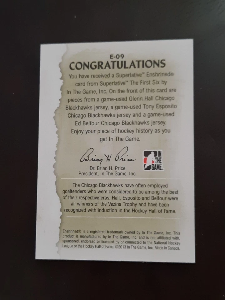 2013 Superlative Hockey The First Six Hall Esposito Belfour/14 Expo 1/1 Foto 2 de 2