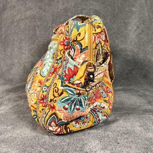 Vera Bradley Sac Bébé Fourre-tout Jaune Floral Paisley Sac à Couches matelassé 18” - Photo 3/16