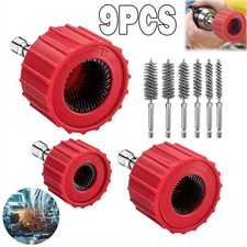 9x Copper Pipe Wire Brush Drill Driver Tool Set 15mm 22mm 28mm Plumbing Bit UK