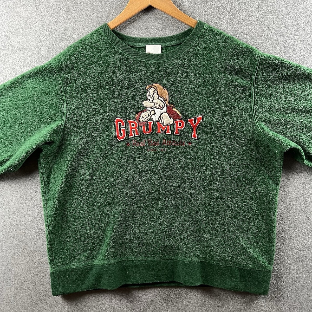 Vintage Disney Sweater Adult L Green Grumpy Snow White Crewneck 