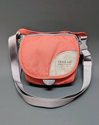 Overland Equipment Crossbody Organizer Bag Gray Red Burgundy Nylon Leather Purse