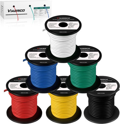 14 Gauge Wire 600FT, 14 AWG Auto 100Ft Each Spool, 6 Colors Copper Clad Aluminiu