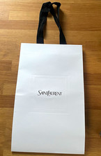 Saint Laurent Papiertragetasche/Shoppingbag wei&szlig;, schwarze Henkel, Logo