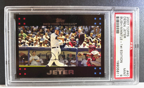 2007 TOPPS MANTLE JETER  FIRST EDITION SILVER FOIL  1st  EMBOSSED NEAR BUSH PSA9