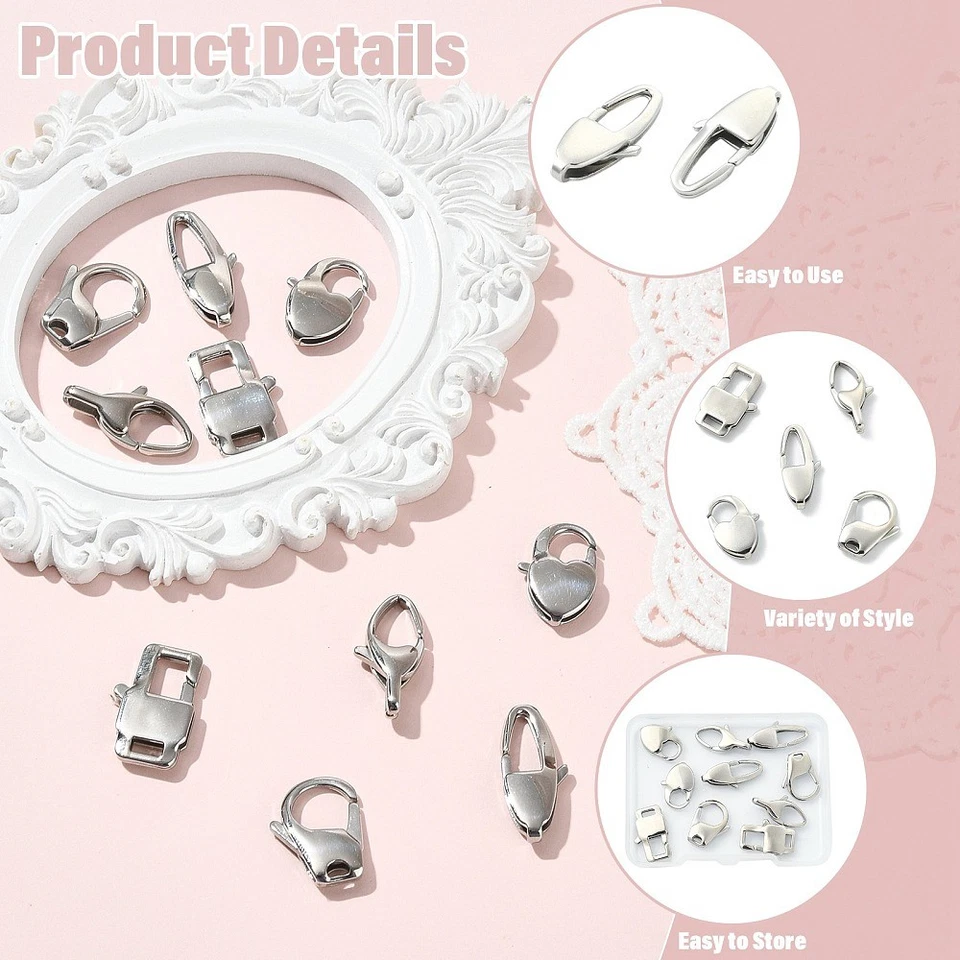 10pcs Lobster Claw Clasps Stainless Steel 5 Styles Hook for Keychain Pendant DIY - Image 4 of 4
