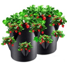 Strawberry Planters Outdoor Garden Planting Pots With 6 Side Grow Pockets
