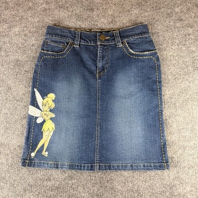 Disney Store Womens Size 8 Tinkerbell Denim Skirt Pixie Dust Peter Pan